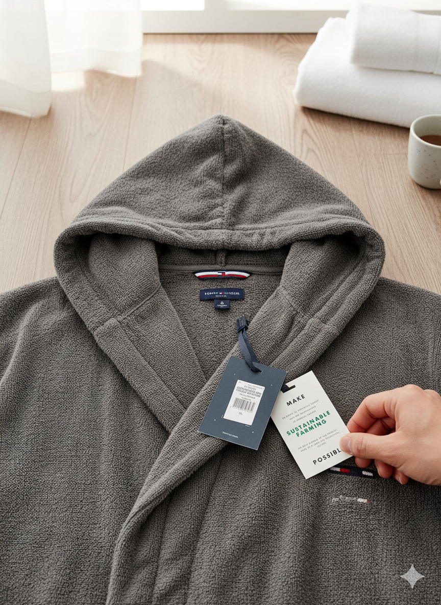 Ekskluzywny Szlafrok Męski Tommy Hilfiger z Kapturem – Kolor Magne 1 Ekskluzywny Szlafrok Męski Tommy Hilfiger z Kapturem – Kolor Magne