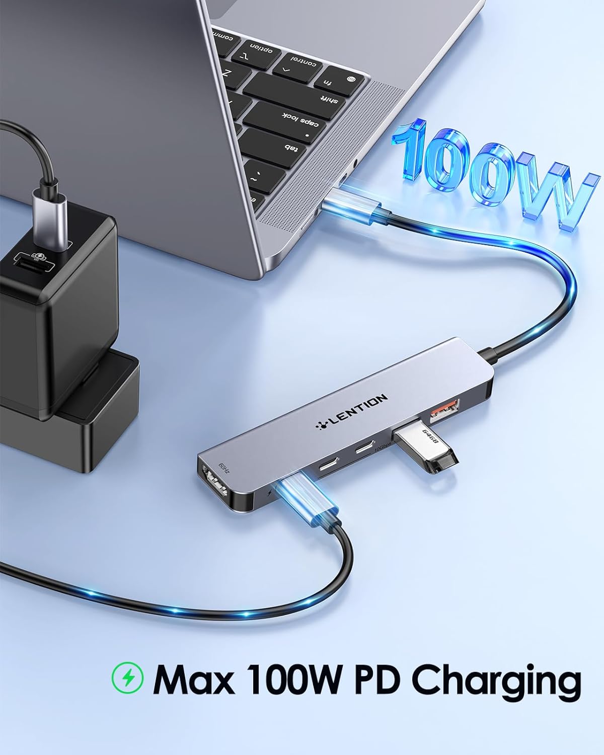 LENTION Hub USB C 10 Gb/s z 4K przy 60 Hz HDMI, 2 USB-C i 2 USB-A w USB 3.2 Gen 2x1 4 LENTION Hub USB C 10 Gb/s z 4K przy 60 Hz HDMI, 2 USB-C i 2 USB-A w USB 3.2 Gen 2x1 - obrazek 4