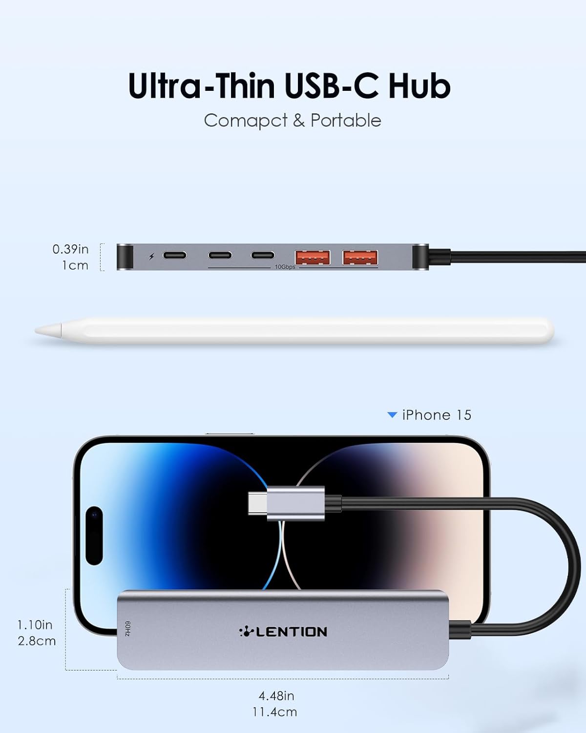 LENTION Hub USB C 10 Gb/s z 4K przy 60 Hz HDMI, 2 USB-C i 2 USB-A w USB 3.2 Gen 2x1 7 LENTION Hub USB C 10 Gb/s z 4K przy 60 Hz HDMI, 2 USB-C i 2 USB-A w USB 3.2 Gen 2x1 - obrazek 7