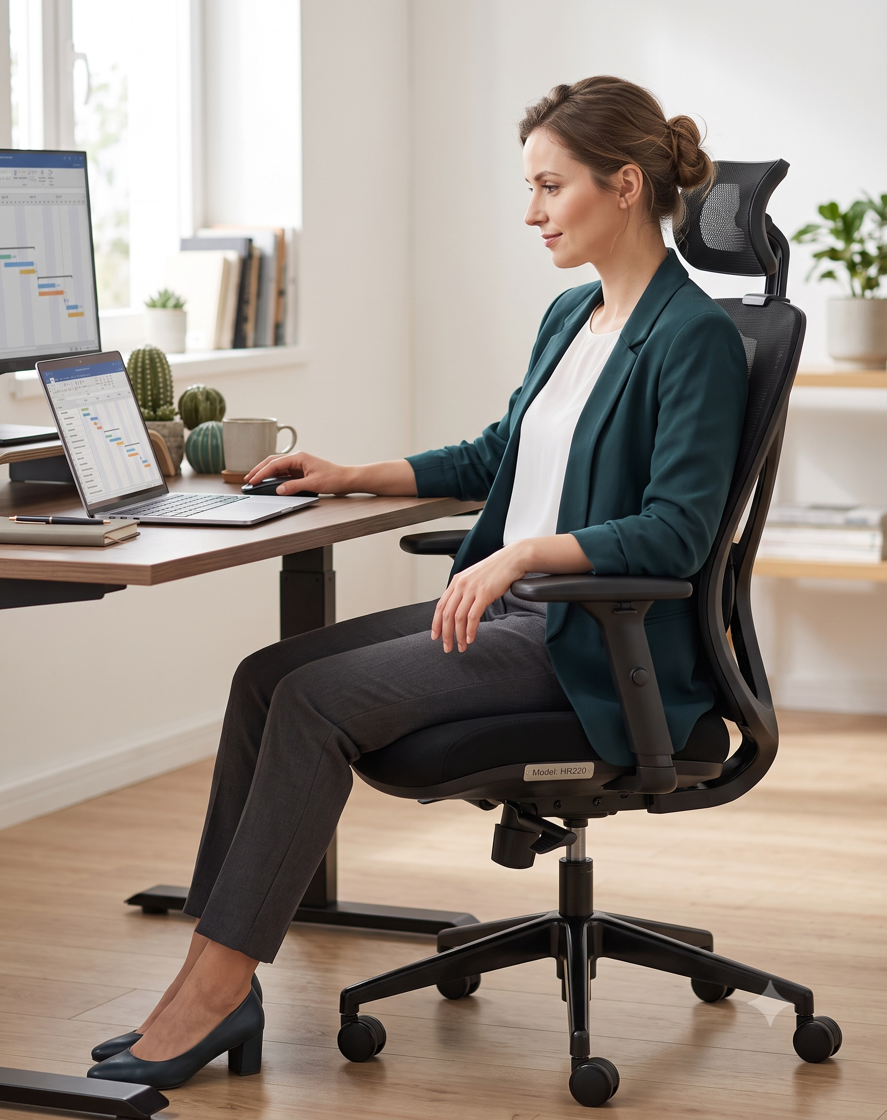Ergonomiczny Fotel Biurowy Obrotowy HR220 – Mikrosiatka, Regulowany Zagłówek i Podparcie Lędźwiowe 2 Ergonomiczny Fotel Biurowy Obrotowy HR220 – Mikrosiatka, Regulowany Zagłówek i Podparcie Lędźwiowe - obrazek 2