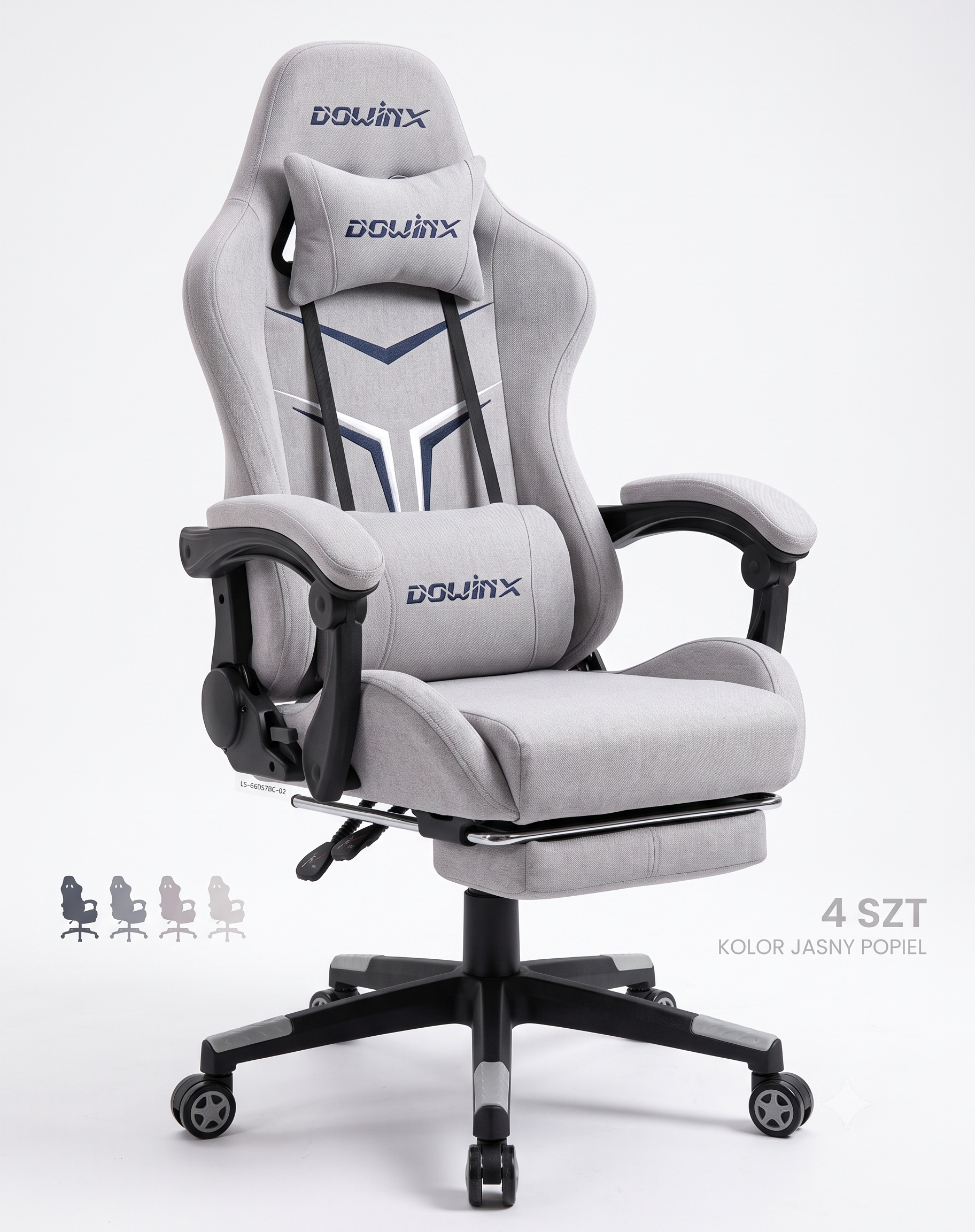 Ergonomiczny Fotel Gamingowy Dowinx z Podnóżkiem i Masażem Lędźwiowym – Oddychająca Tkanina, Jasny Popiel (Jasnoszary) 1 Ergonomiczny Fotel Gamingowy Dowinx z Podnóżkiem i Masażem Lędźwiowym – Oddychająca Tkanina, Jasny Popiel (Jasnoszary)