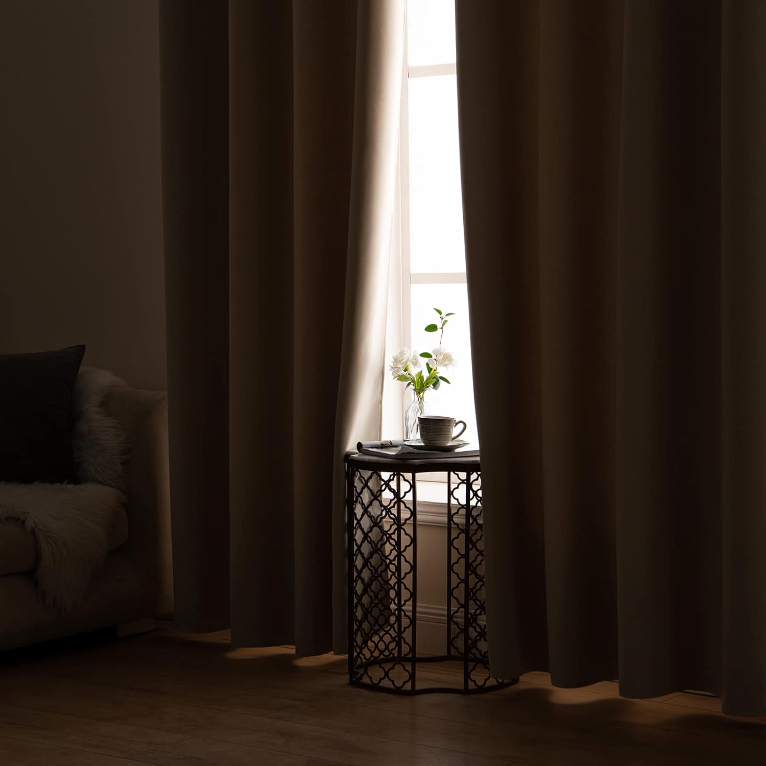 MIULEE Zasłony do wnętrz przezroczyste zasłony 2 panele 140 x 225 cm beżowy 8 37b1f99f182e63c9b71d4da3f915d25e
