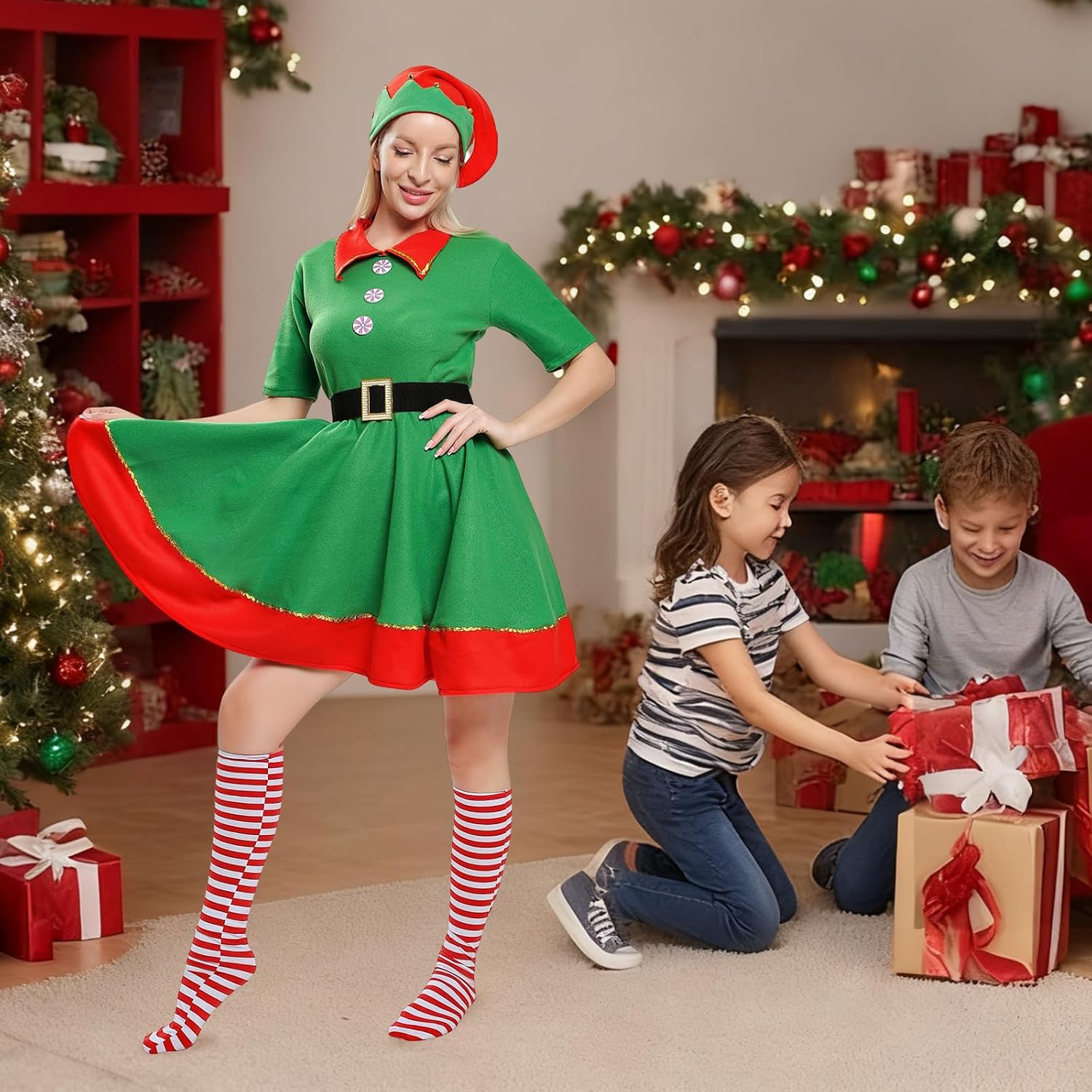 Odzież świąteczna AudMsier Elf Zestaw Cosplay dla dorosłych i kobiet 5 907ed1f3d7c0c9e6d45cfc85f4d17491