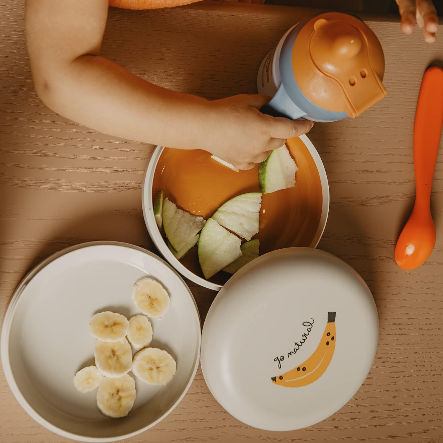 Lunchbox Suavinex Bento Grau Banane stapelbare und kombinierbare Teller 4 40c4678bedf1e254dfface35160dbb18