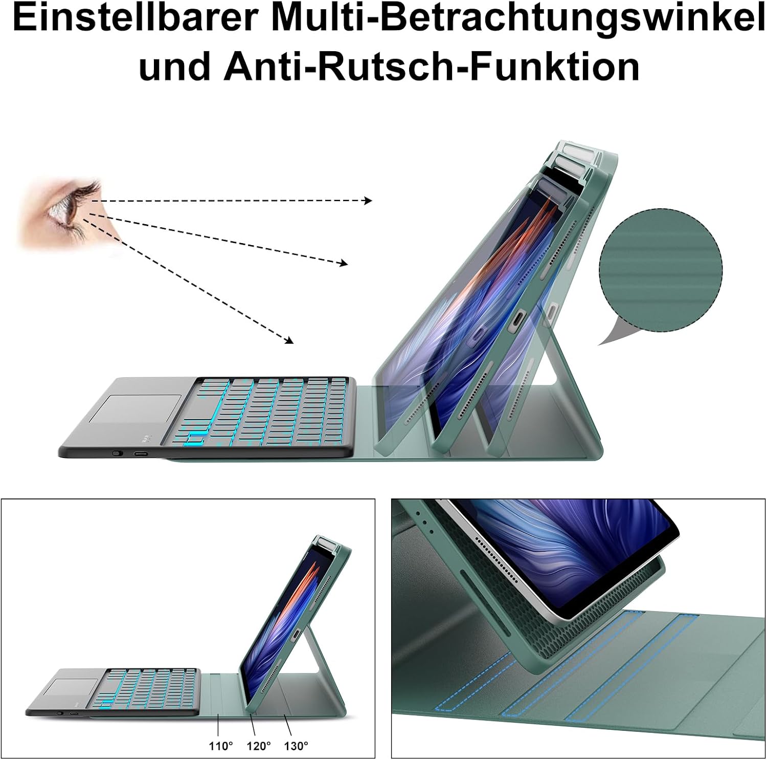 Etui Lenovo Tab P12 ciemnozielone 7 kolorów oświetlenia touchpad 5 41c6ac0969b447aba02d207b3e5055df