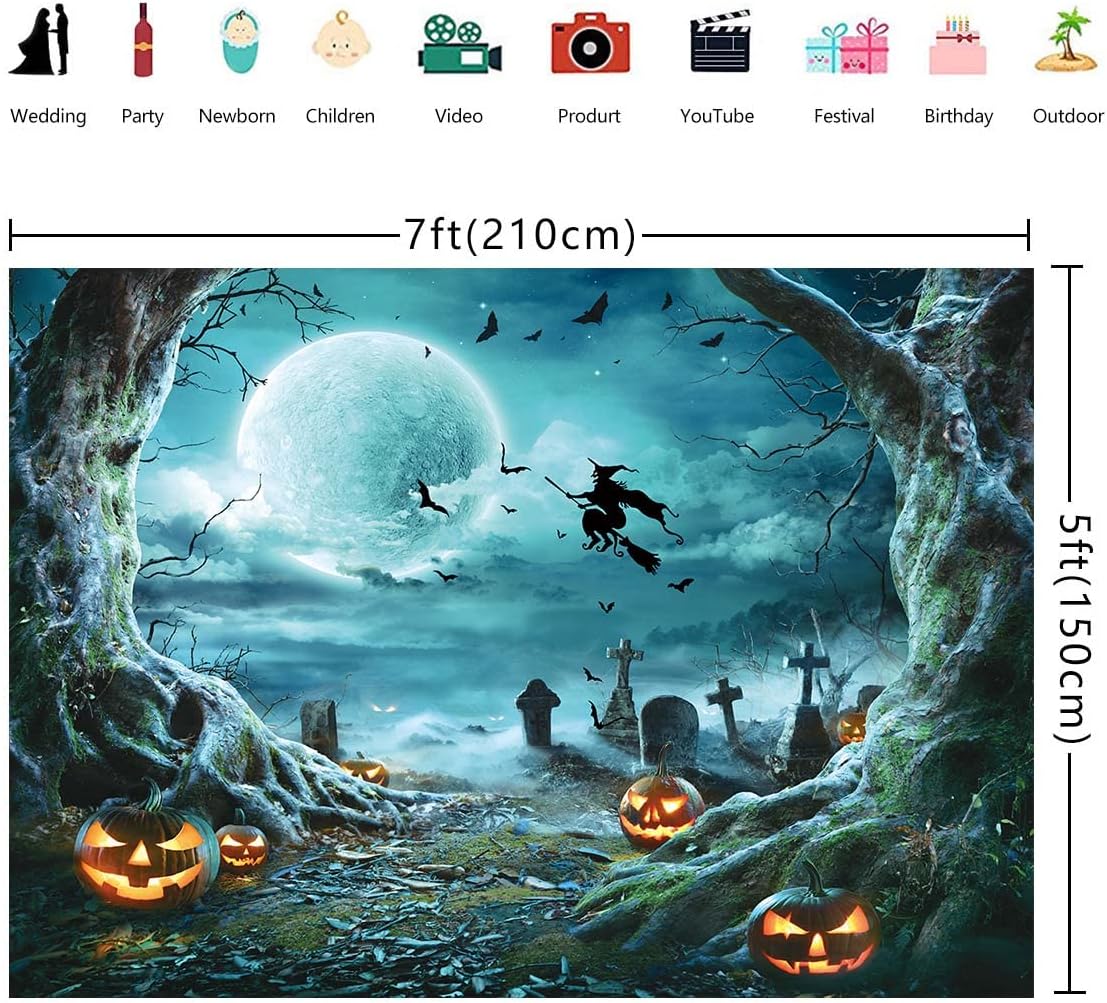 Backdrop Halloween Party Full Moon Night 2.1 x 1.5 m Pumpkin Decoration 8 ff5ca6e8d90740f1d0a6f6da60d2f884
