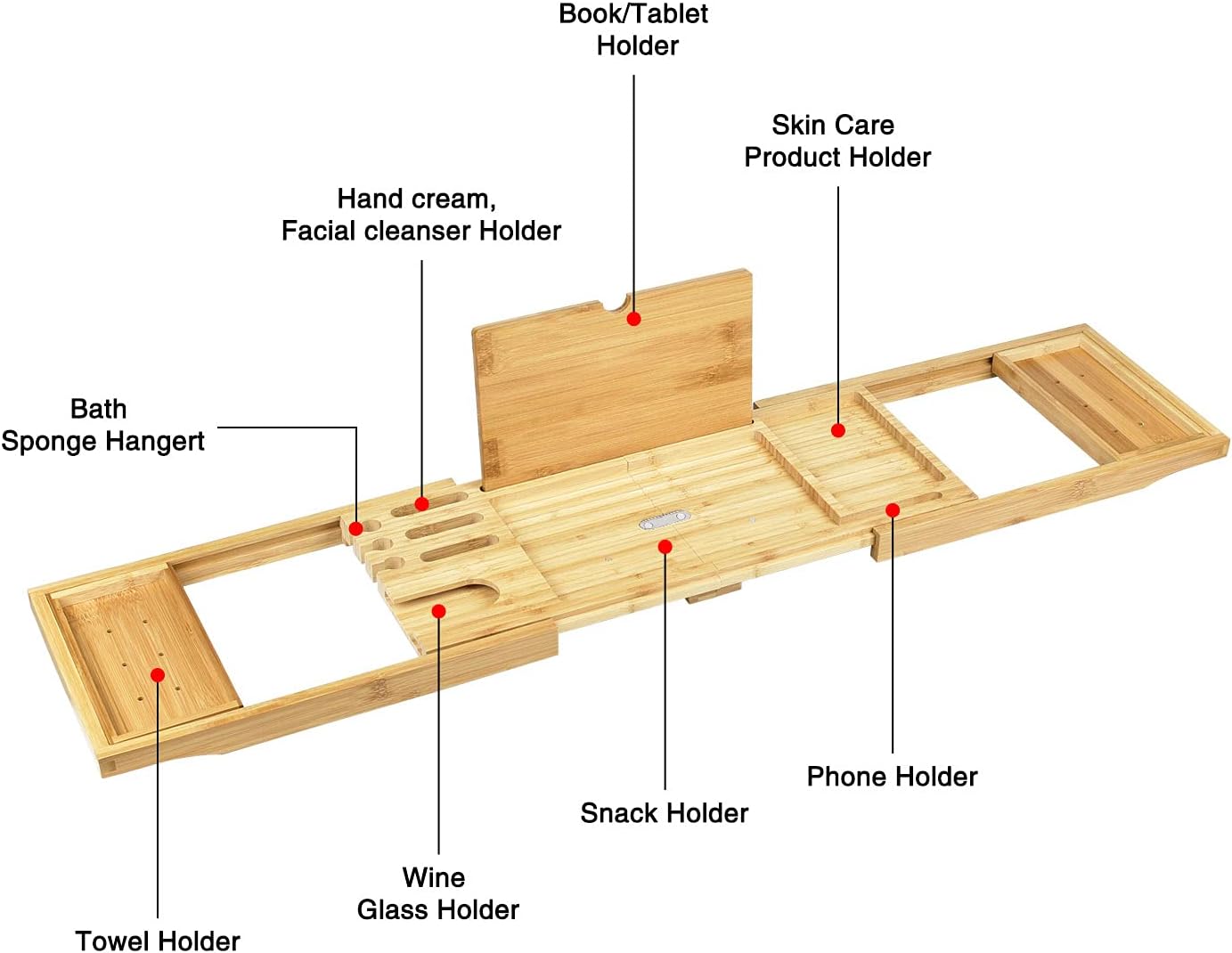 Półka do wanny RelaxHome Bamboo Rozsuwana Antypoślizgowa Bambusowa 5 37a61fc71209602116dff35524926e69