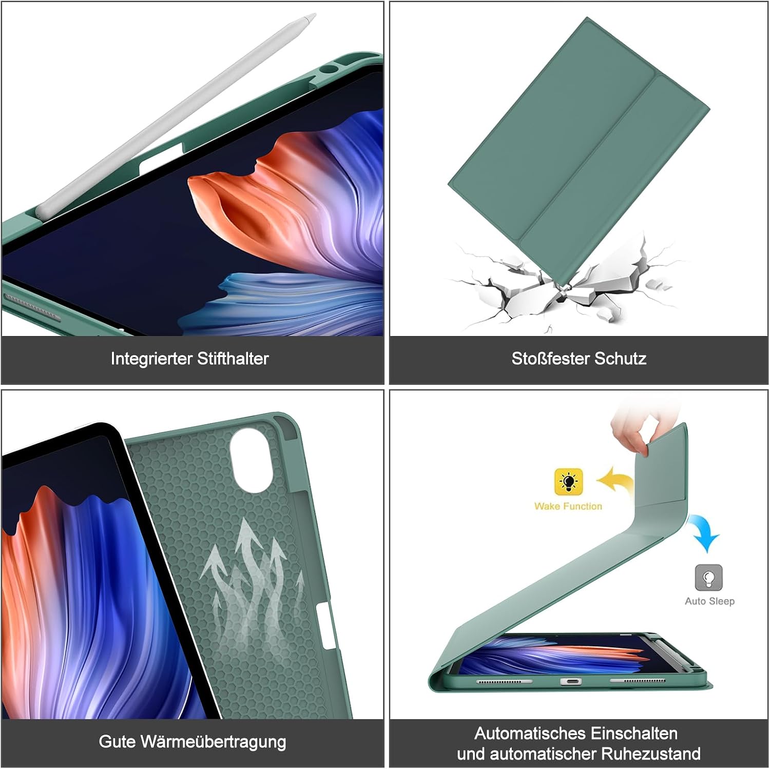 Etui Lenovo Tab P12 ciemnozielone 7 kolorów oświetlenia touchpad 7 c56ac1ed1849c8e4536e9b6f5e4d1ebe