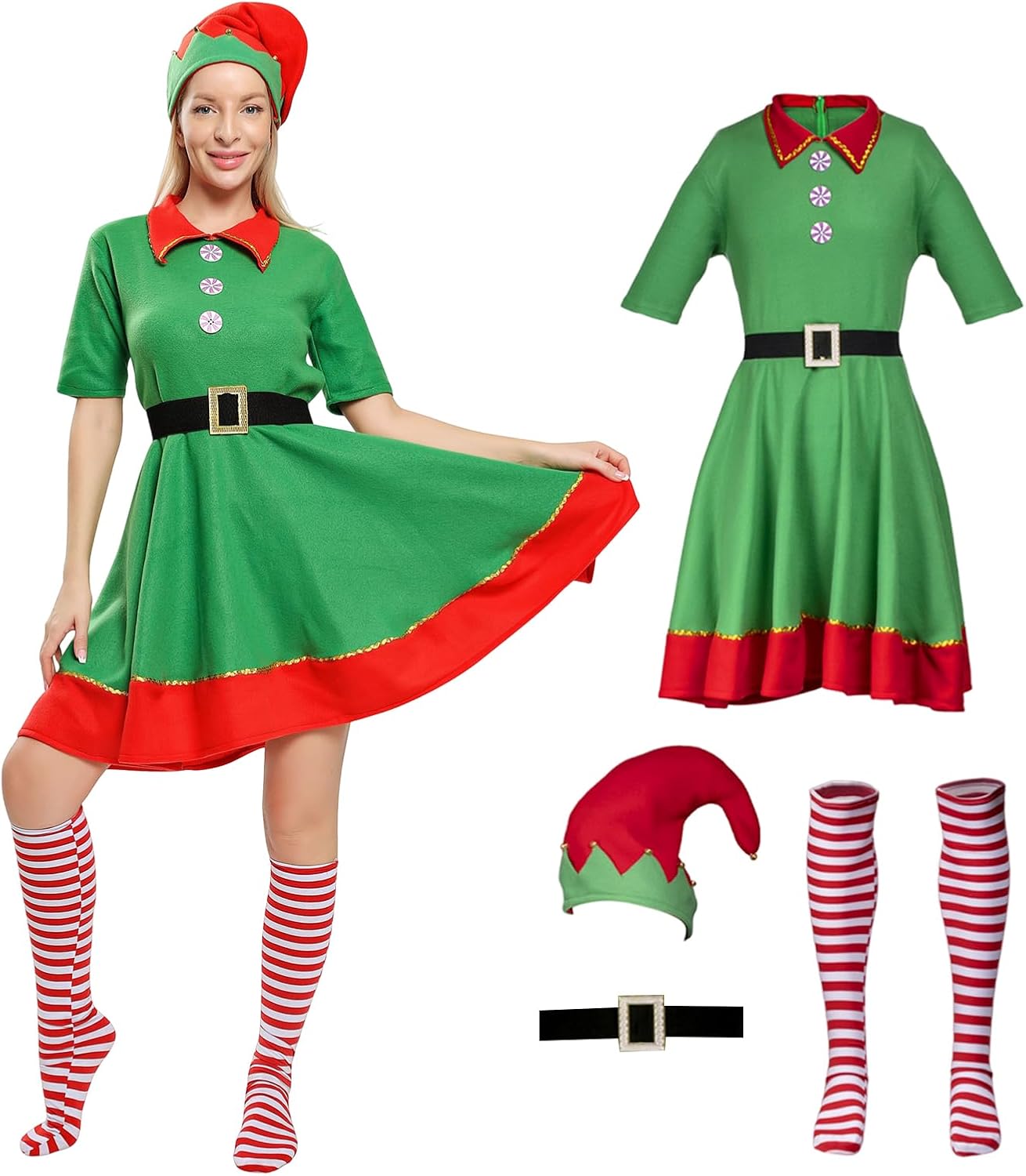 Odzież świąteczna AudMsier Elf Zestaw Cosplay dla dorosłych i kobiet 3 b03d31f1cdba077e651028646adfc202