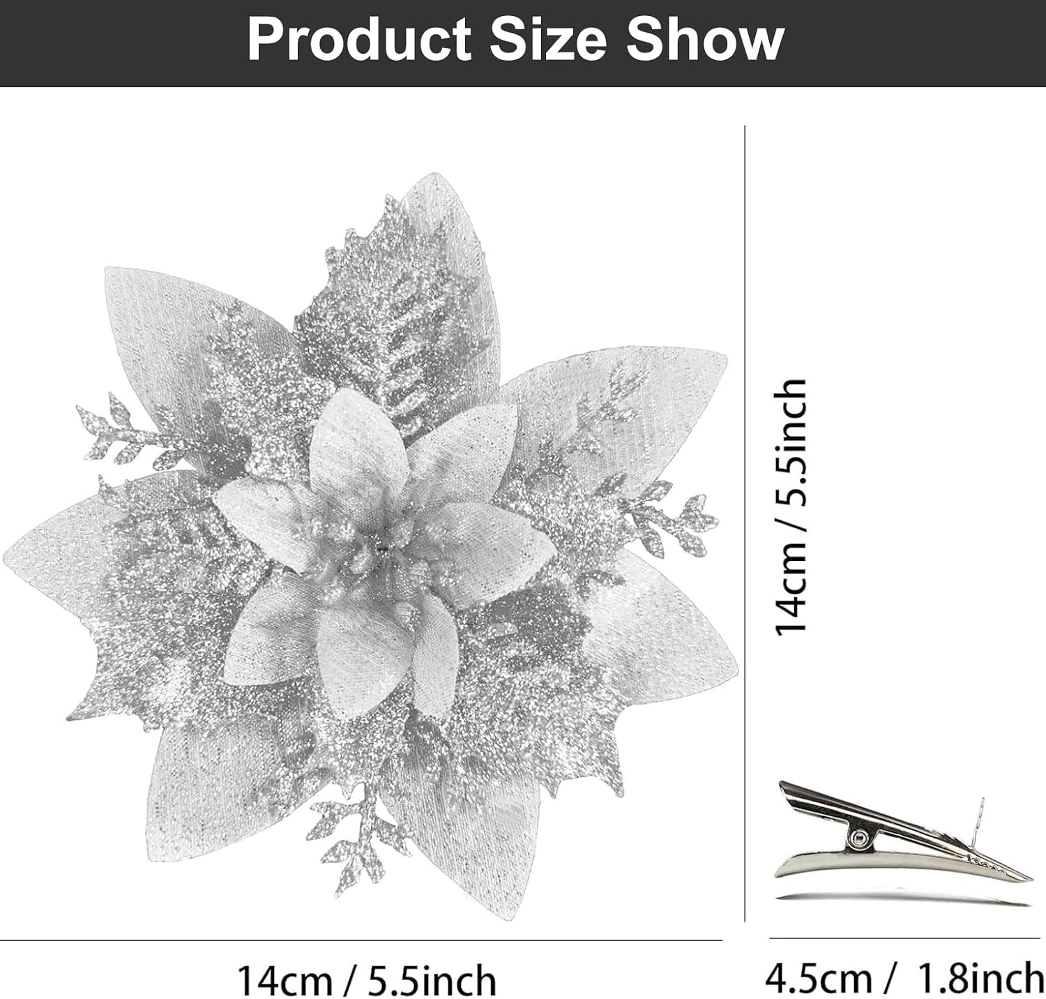 Kwiaty choinkowe Producent Model Srebrny 10 szt. Brokatowe ozdoby 3 19e89a7e905e795b5f6a5c330ade0fae