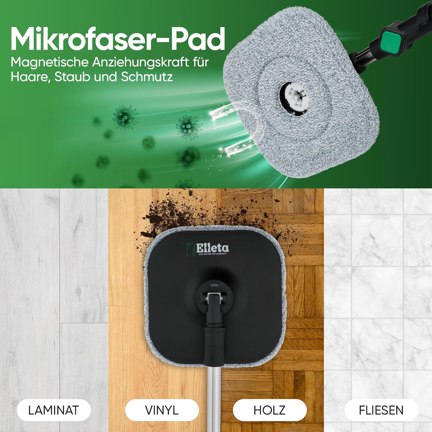 Zestaw mopa z wiadrem – wycieraczka obrotowa o 360° do podłogi zestaw 5 7322de923484d9ea2c58f151575fa65f