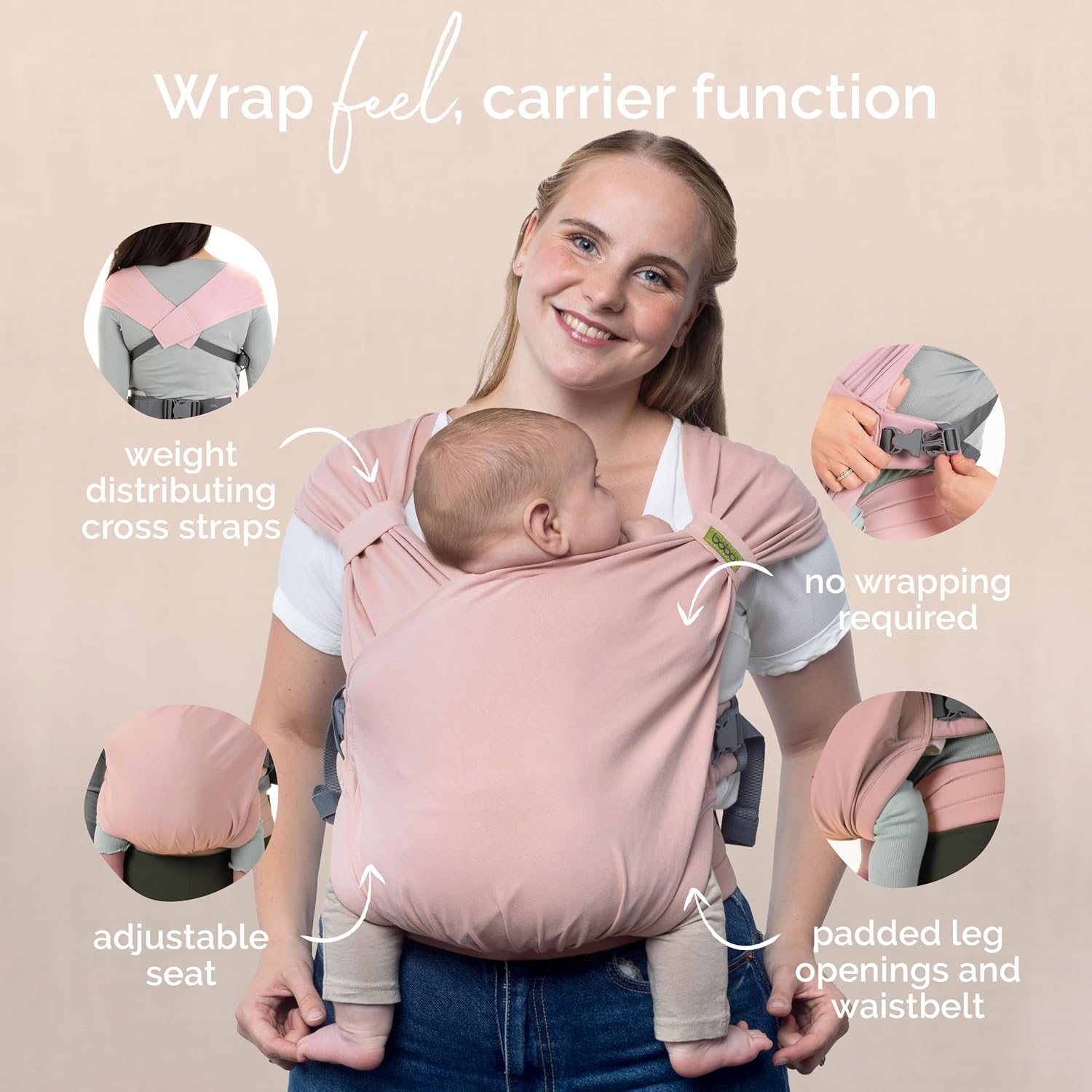 Nosidełko BOBA Bliss pudrowy róż ergonomiczne dla niemowląt i dzieci 6 ea3ec22e4c082d39fb54df8bf12d4763
