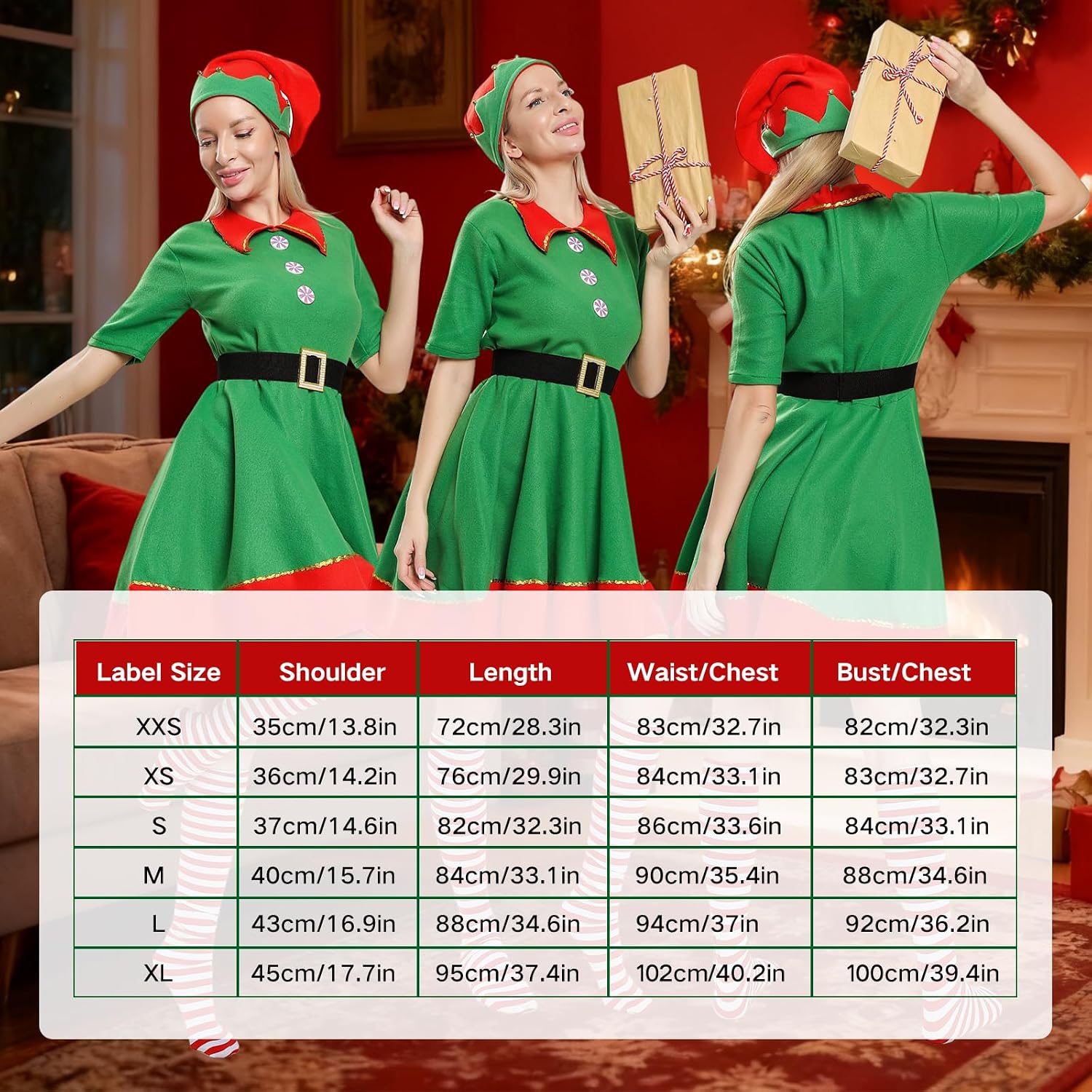Odzież świąteczna AudMsier Elf Zestaw Cosplay dla dorosłych i kobiet 7 376311ffd988679a1f14b93a5b020e85