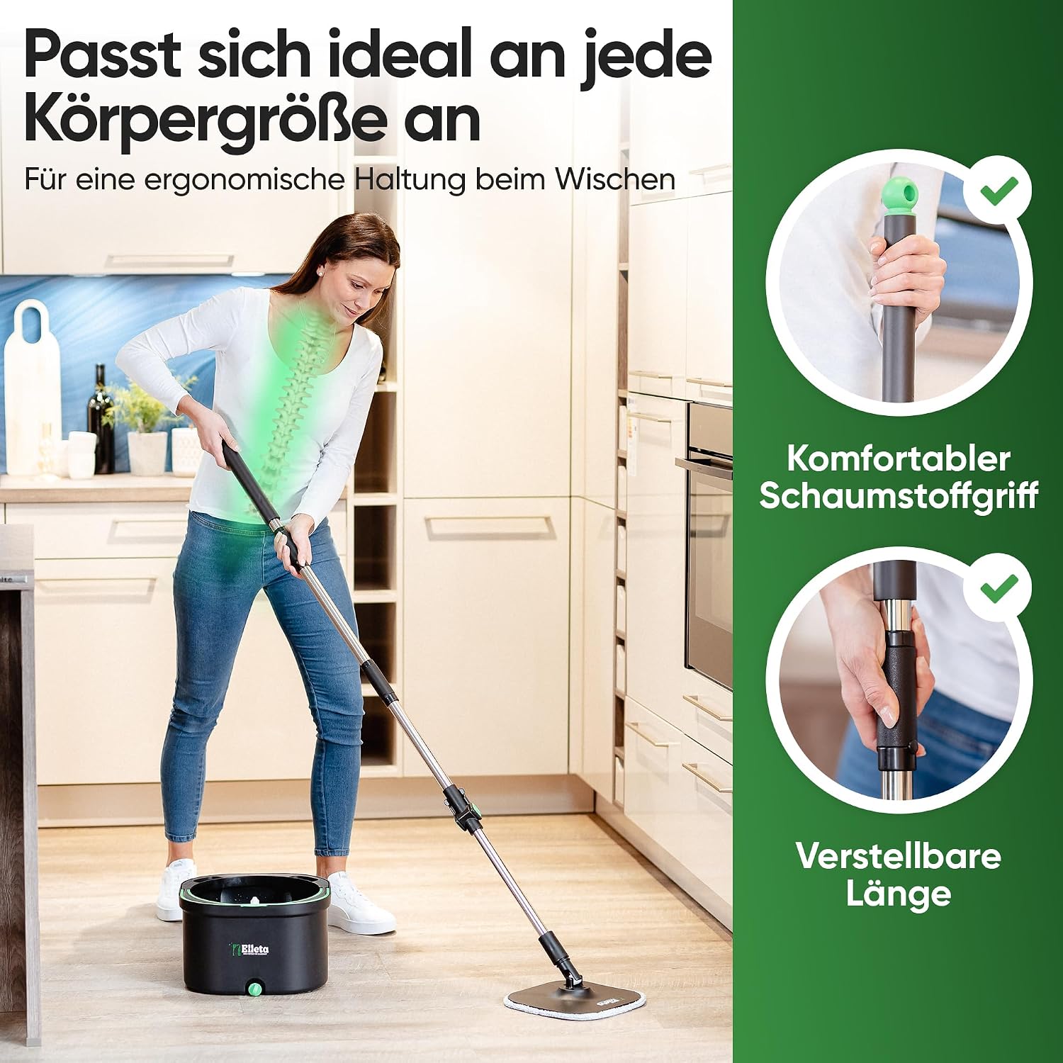 Zestaw mopa z wiadrem – wycieraczka obrotowa o 360° do podłogi zestaw 4 91520c54560327df9a7b3295cc576b13