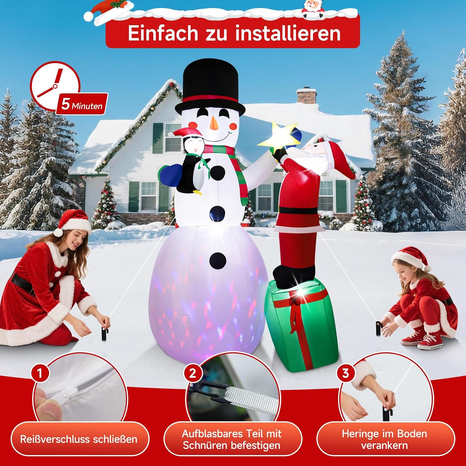 Dekoracja Nadmuchiwany Bałwanek 150 cm Obrotowe Diody LED 4 3941bd939705d65af2c7e382caa3ef48